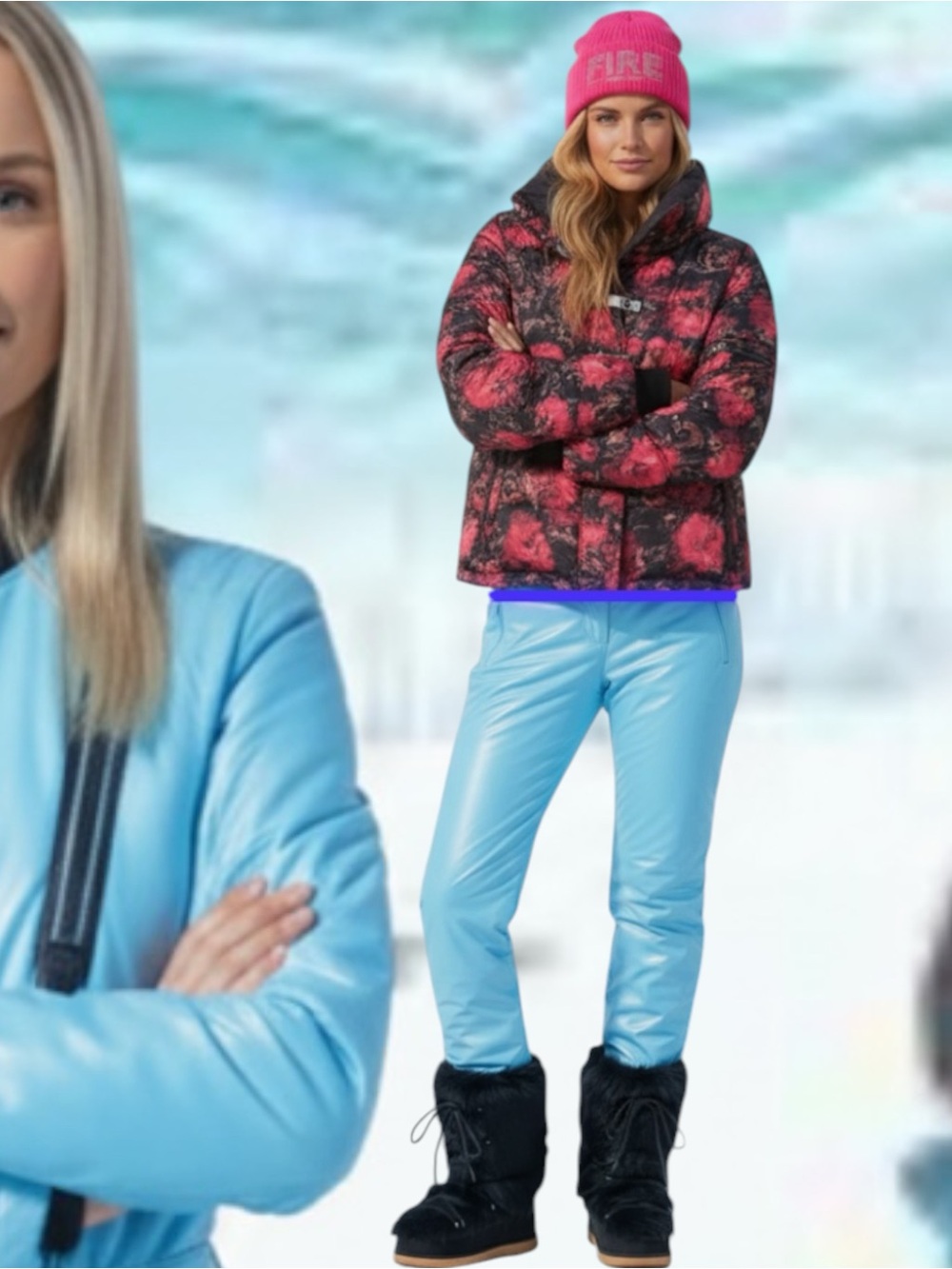 Bogner Vintage Red Floral Ski Pullover Jacket